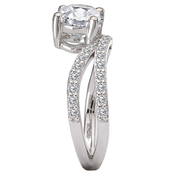Semi-Mount Diamond Wave Band Engagement Ring