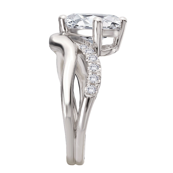 Semi-Mount Diamond Wave Shank Engagement Ring